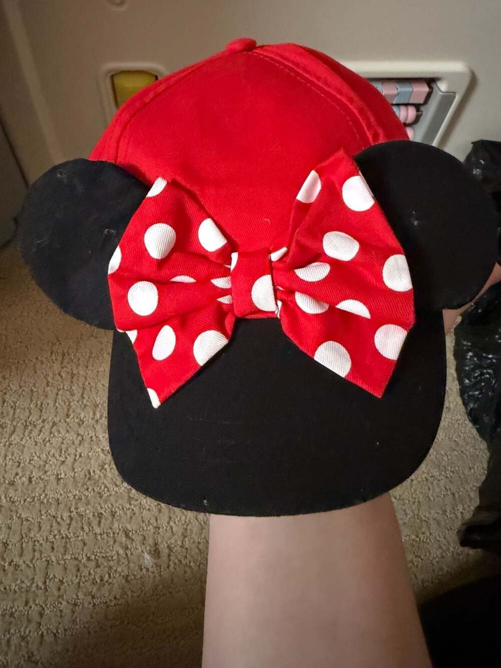 Disney Minnie Mouse Youth Baseball Cap with Ears and Polka Dot Bow